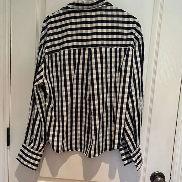 SHEIN precious navy and cream checkered shirt size large - Picture 3 of 3